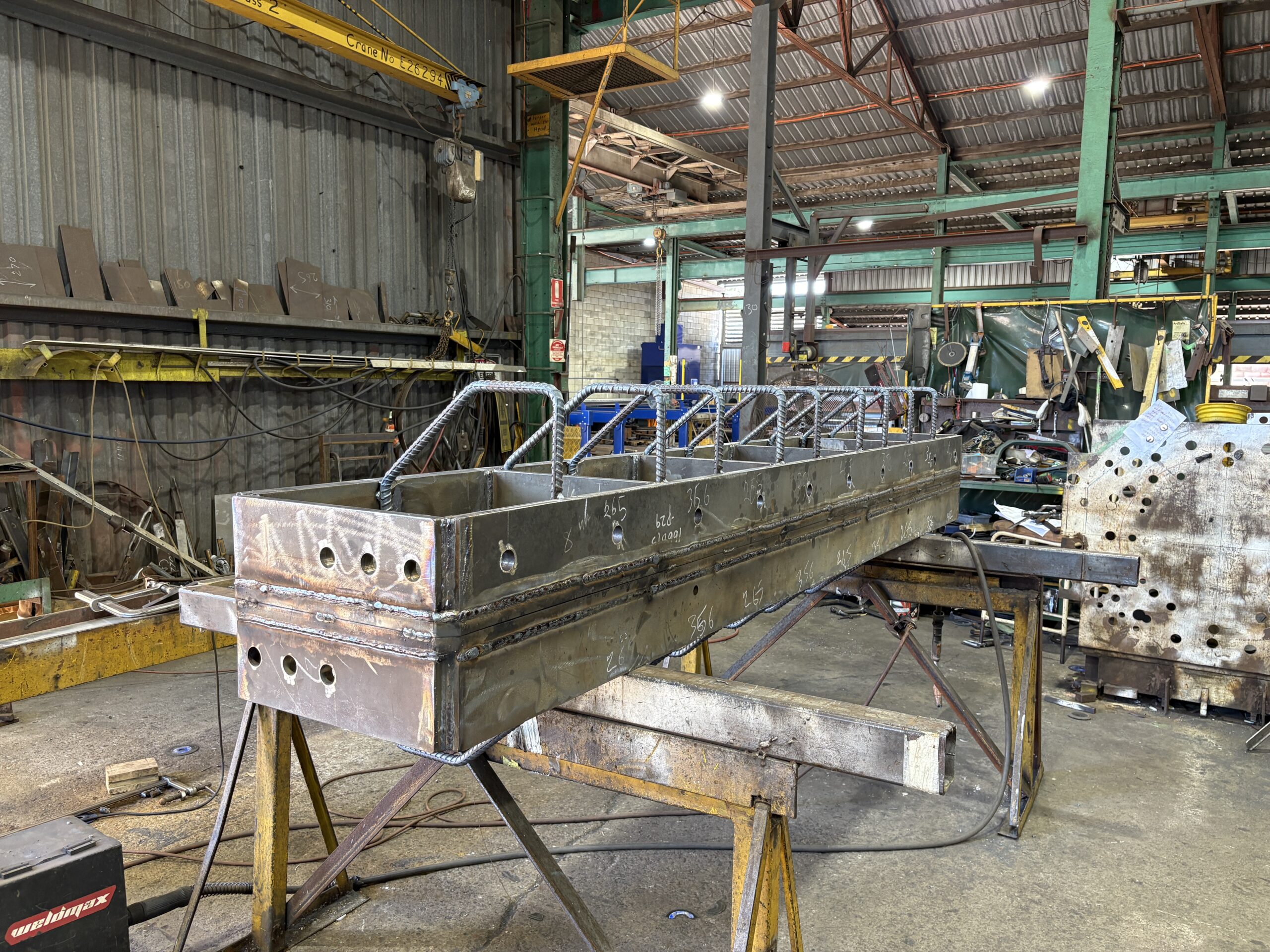 mining grizzly steelwork on workshop floor