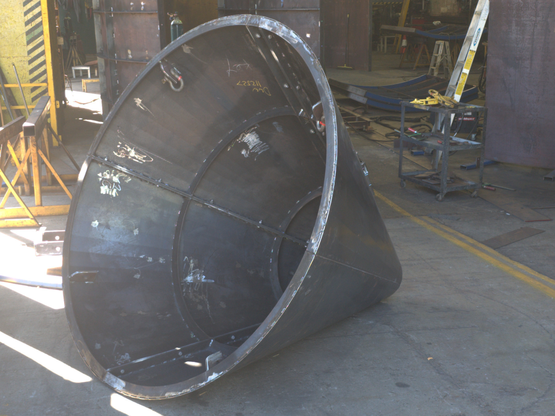 Part of custom pumpwell formwork made from steel for sewage project