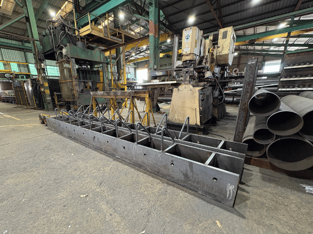 Part of a mining grizzly in steel fabricator workshop in Brisbane