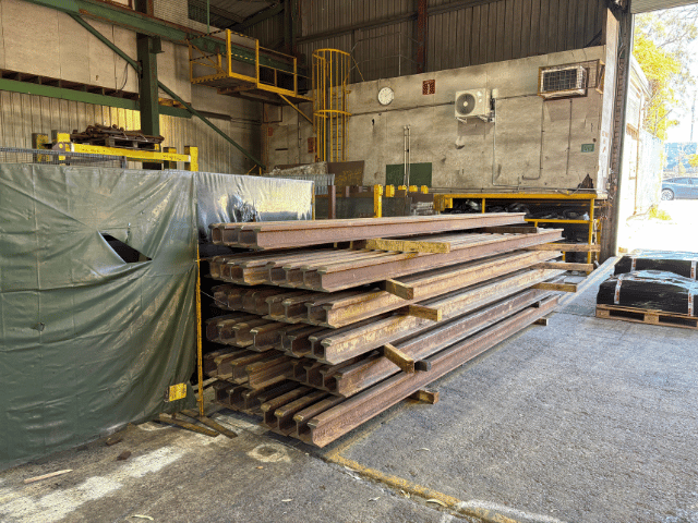 Part of a mining grizzly in steel fabricator workshop in Brisbane