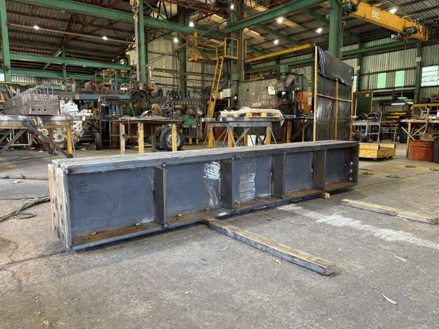 Part of a mining grizzly in steel fabricator workshop in Brisbane