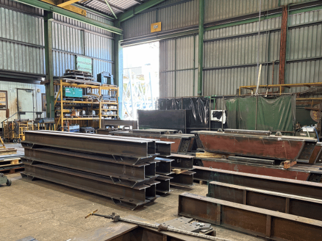 Part of a mining grizzly in steel fabricator workshop in Brisbane