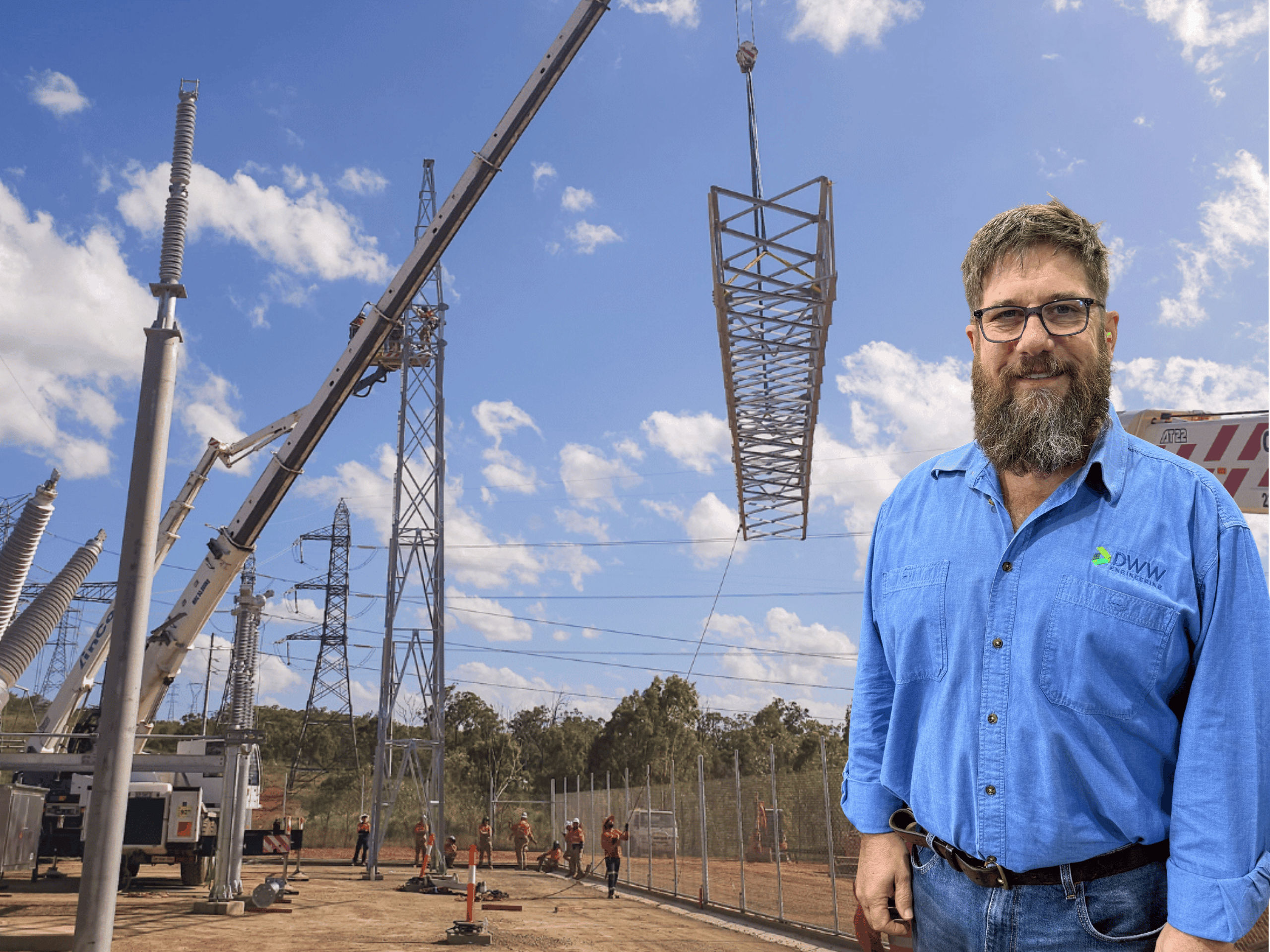 Tony Whittred at a battery energy storage system installation at a substation expansion